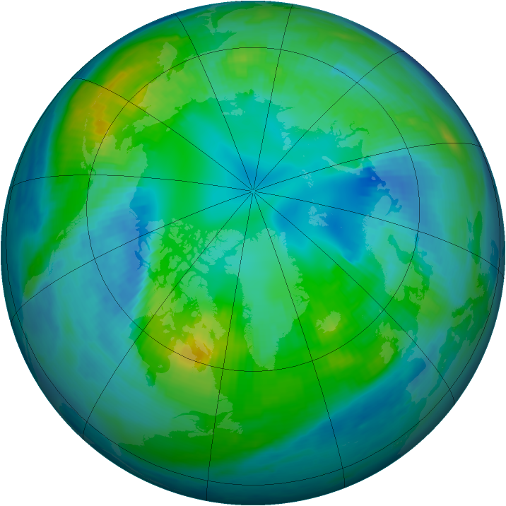 Arctic ozone map for 24 October 1998